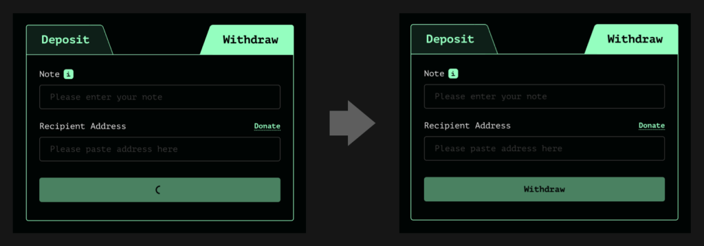 Withdraw process loading
